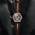 Men's waterproof mechanical watch with stainless steel case and round dial