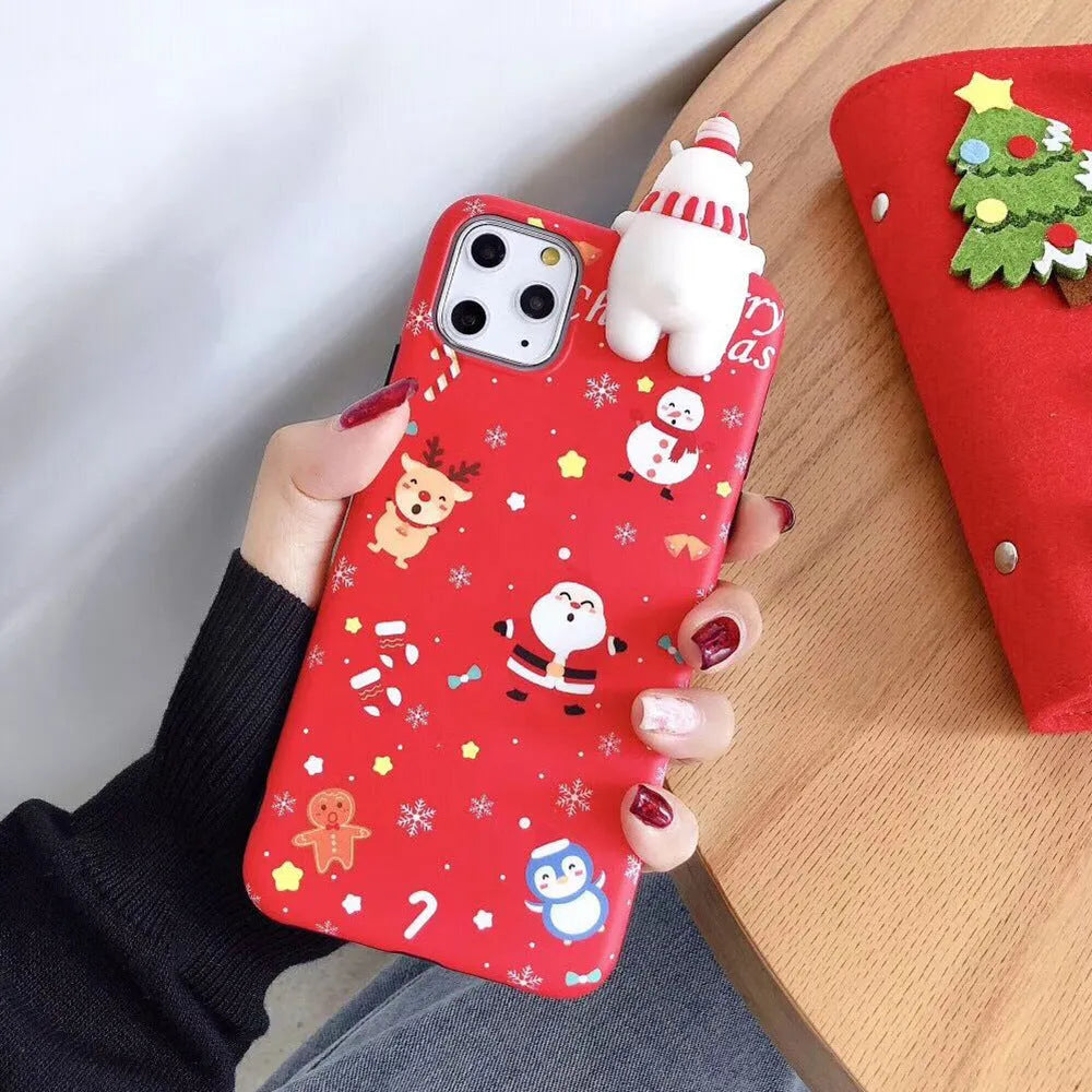 Christmas-themed silicone iPhone case showing holiday design on back cover