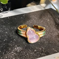 Adjustable copper gourd ring with inlaid zircon stones in New Chinese style featuring floral and bow designs