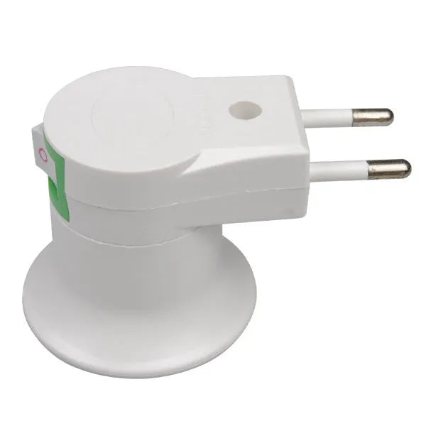 White E27 wall plug-in screw lamp holder with a built-in on/off switch.