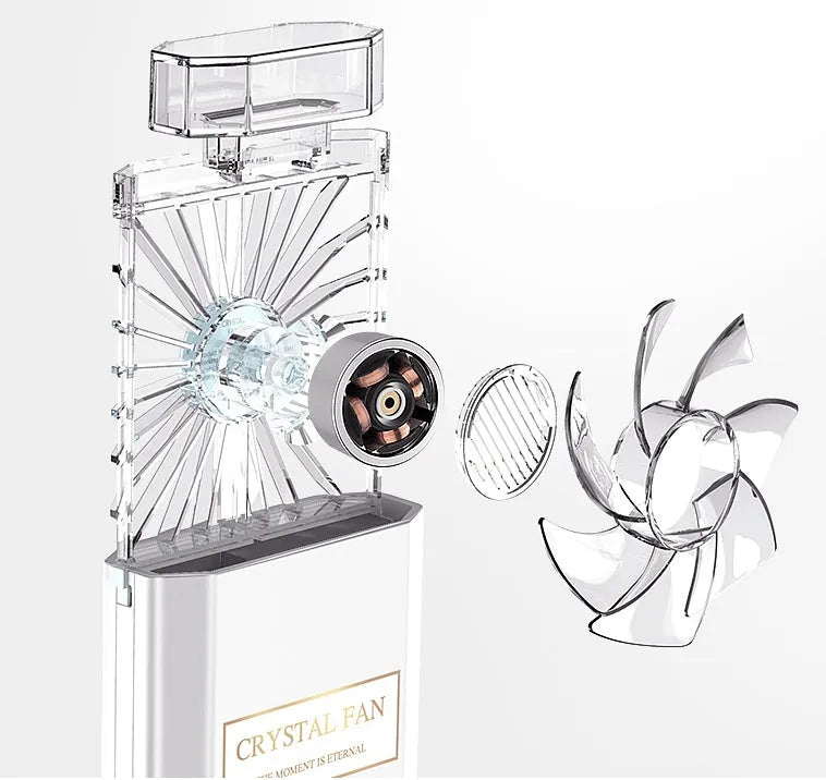 Pink USB rechargeable perfume fan for fragrance diffusion and personal cooling
