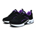 Breathable mesh low-top casual sneaker for elderly with flat heel and shallow mouth in black and white and black and red colour options