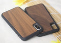 Wooden phone case with carbonised bamboo back and black TPU bumper for iPhone