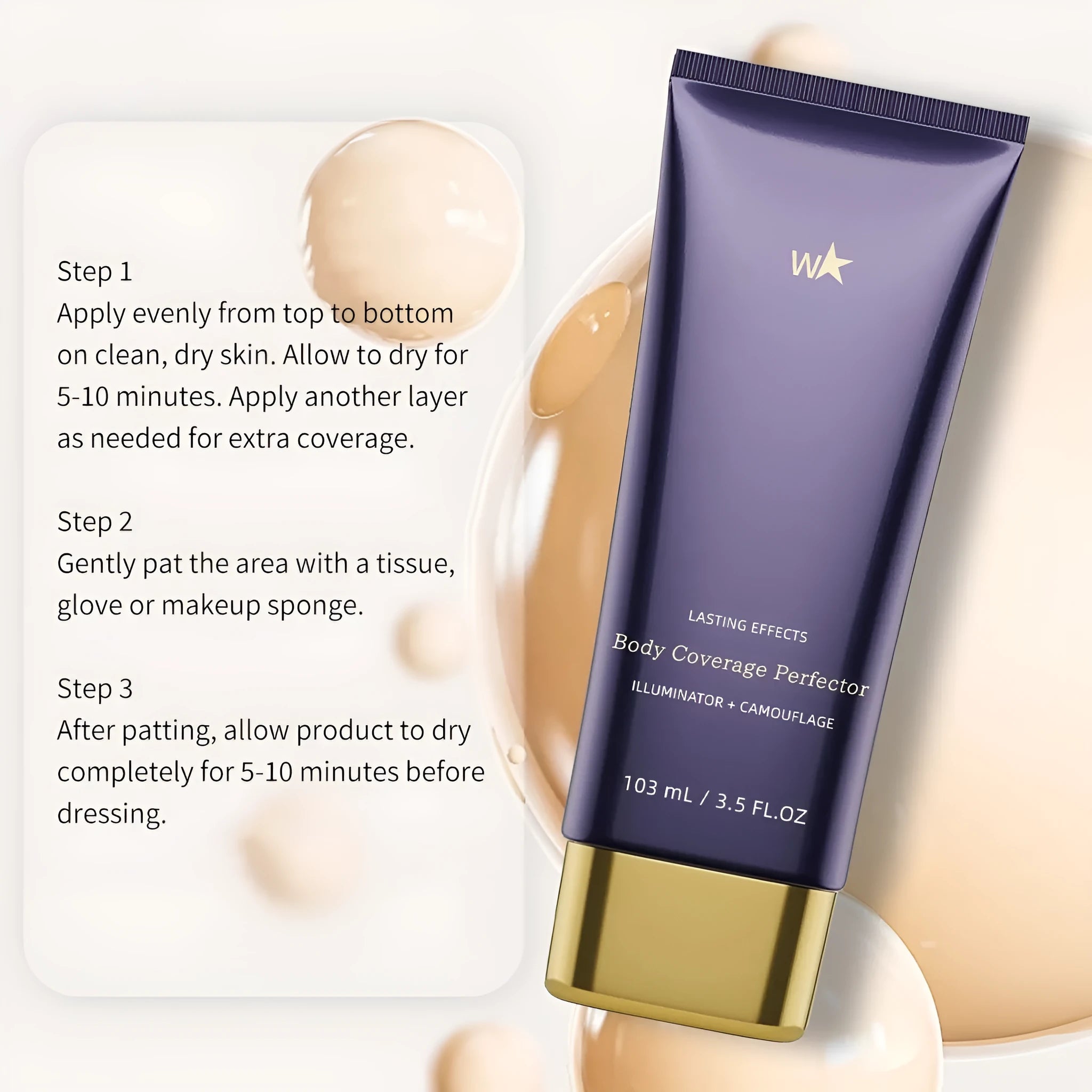 Body tattoo concealer cream tube with brush, waterproof formula in seven shades