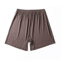 Men's solid colour modal boxers with a high waist, shown in black, blue, grey, and brown.