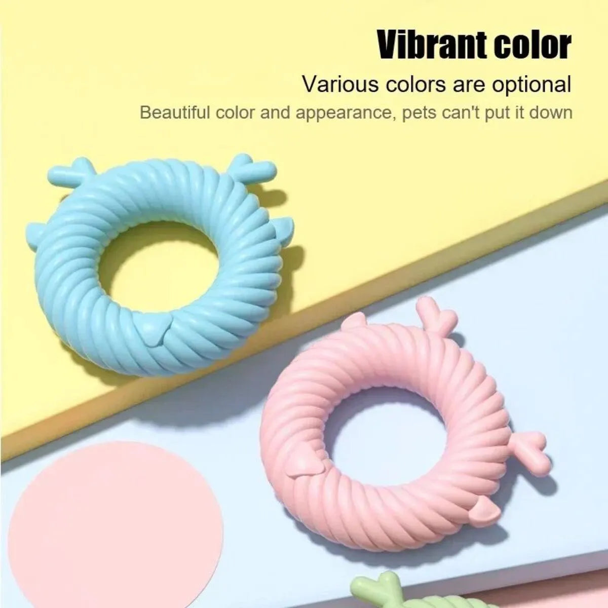 Deer-shaped dog chew toy with spiral grooves in Light Sky Blue, Light Pink, or Avocado Green colours
