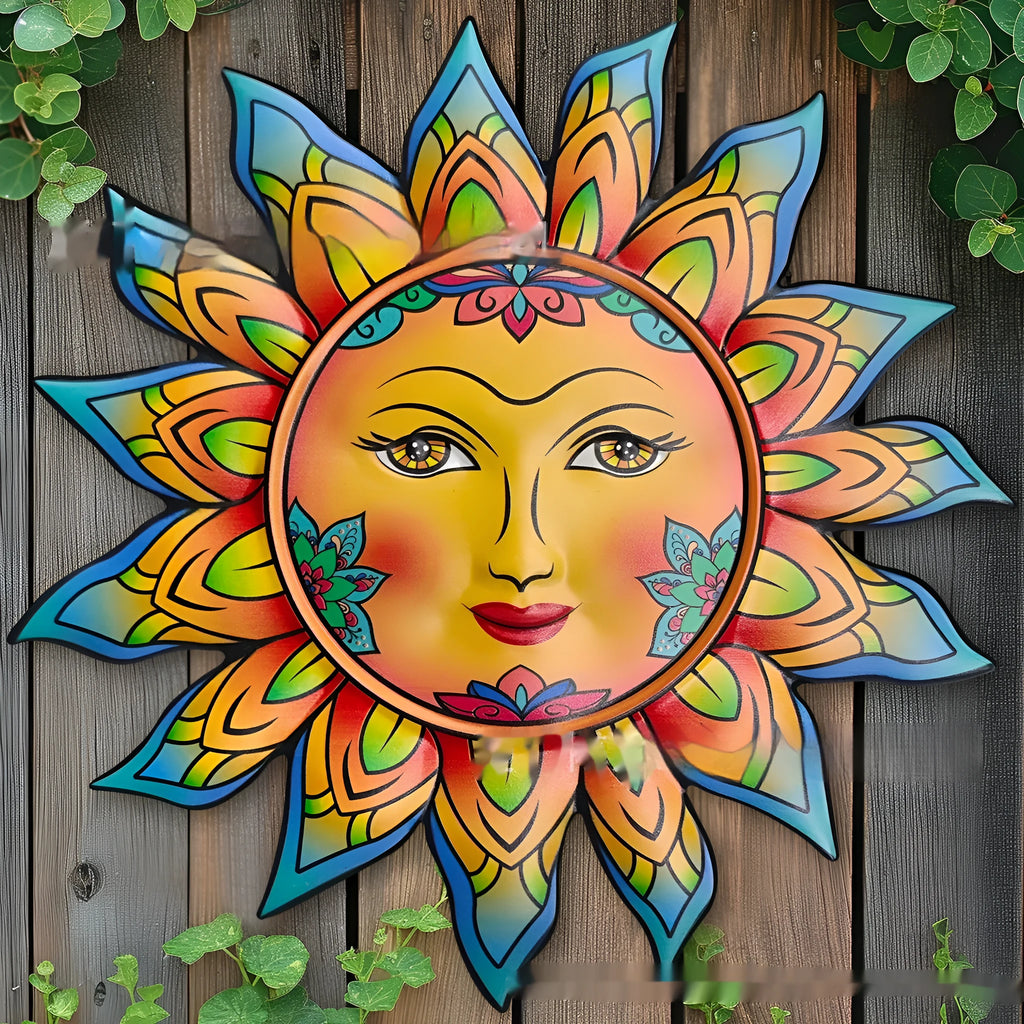 Iron sun face wall hanging decorative craft in multiple colour options