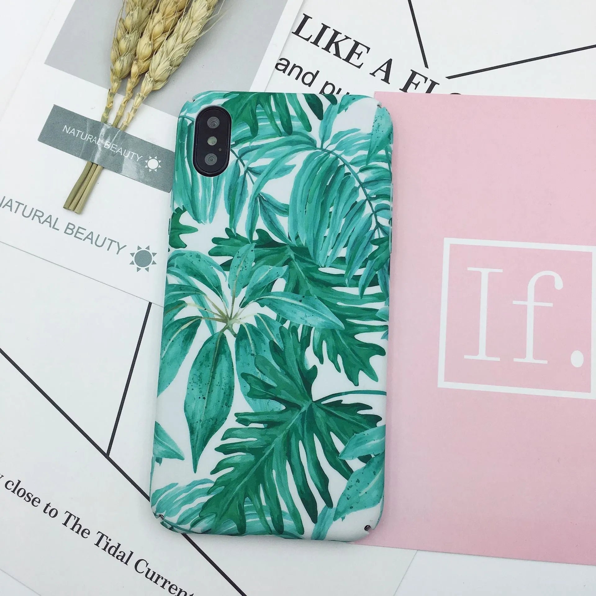 Green and pink painted PC phone case back cover for OPPO VIVO iPhone smartphones