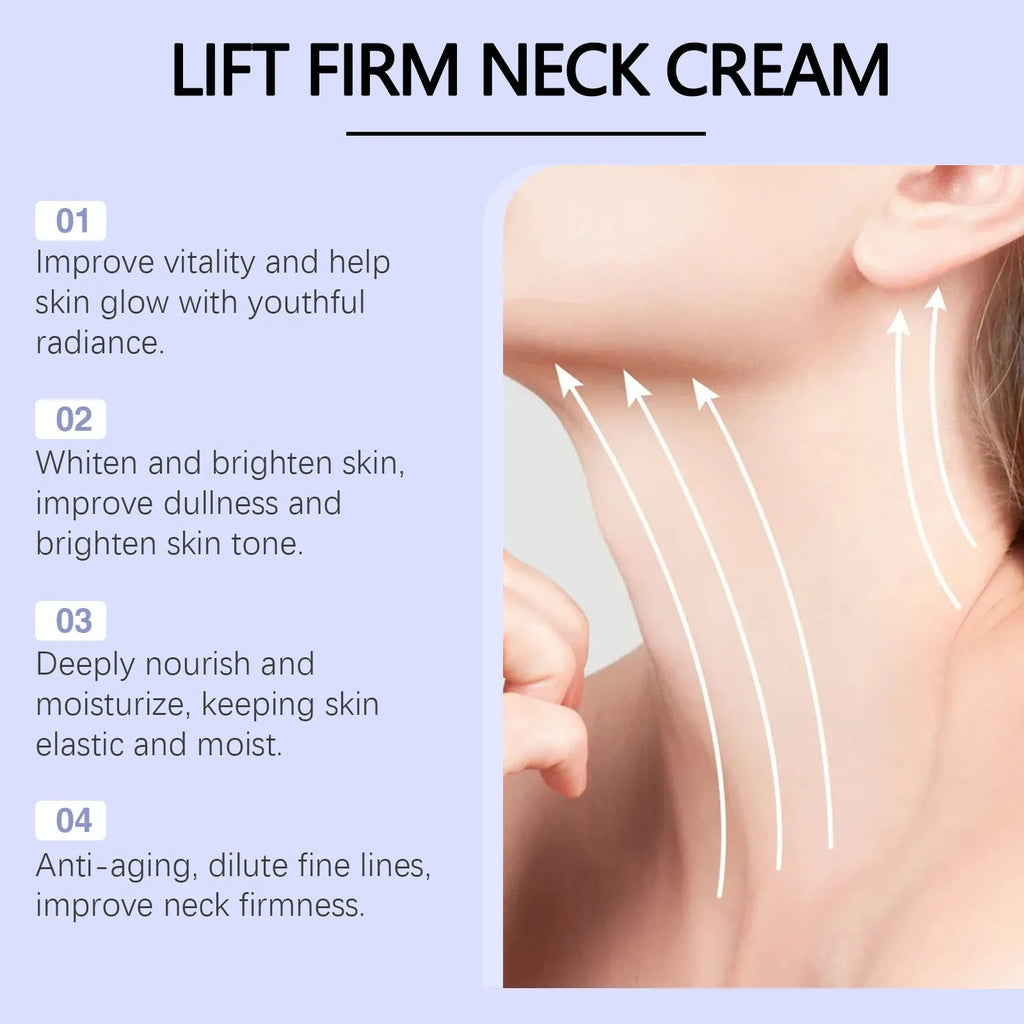 50g neck skin cream container with moisturising and firming formula containing hyaluronic acid