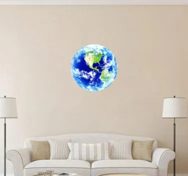 Glow in the dark 3D Earth wall sticker showing luminous planet design in available sizes