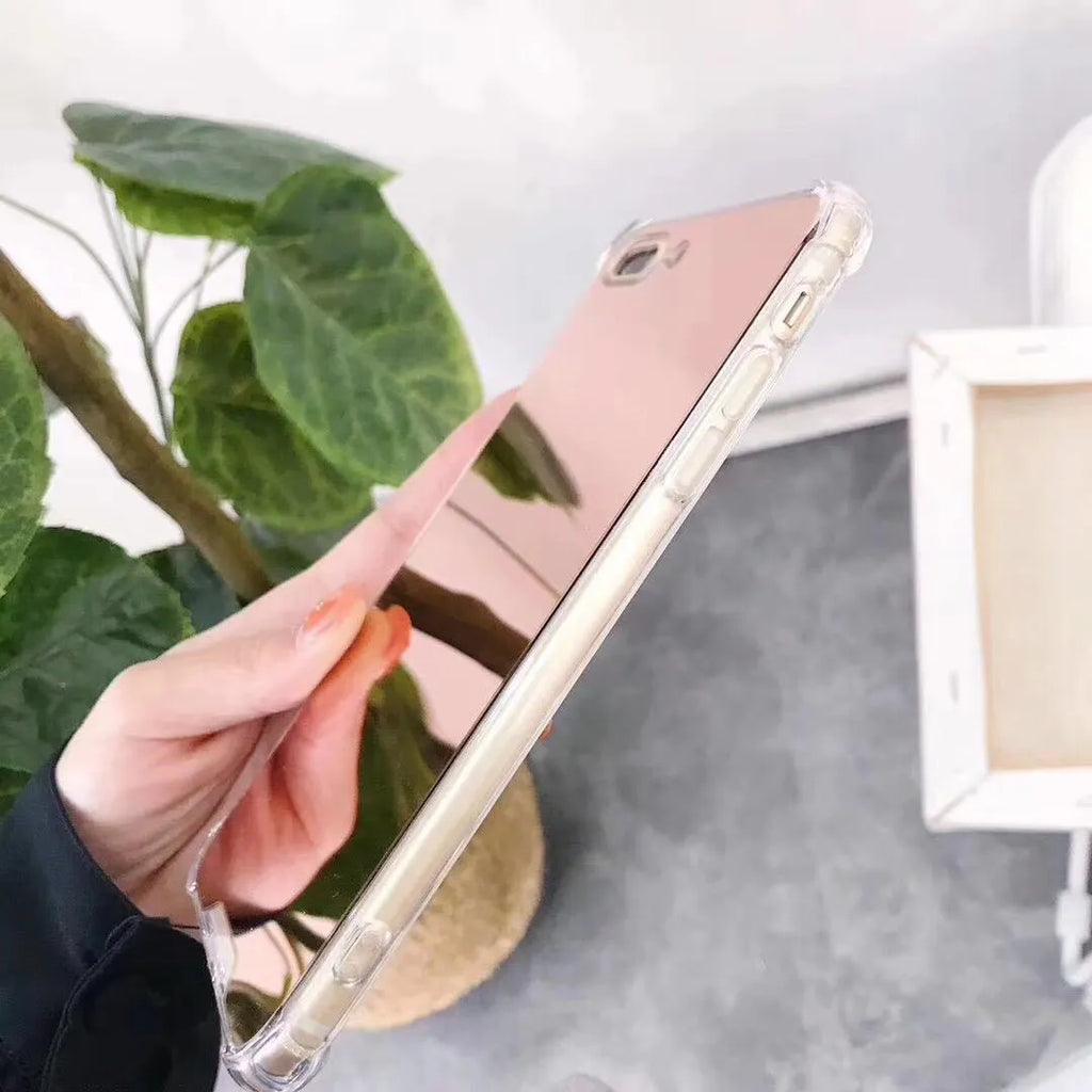 Mirror-finish TPU protective case for iPhone on a table.