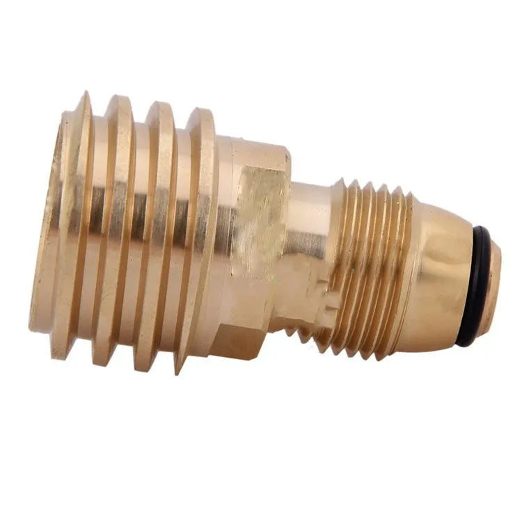 Brass gas brazing adapter with 7mm taper threads and gold finish for gas charging connections