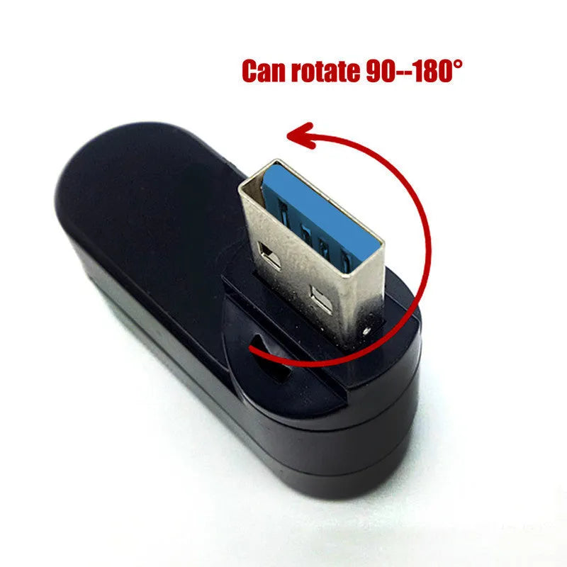 Black or white USB rotary splitter with four USB 3.0 ports for computer connectivity expansion