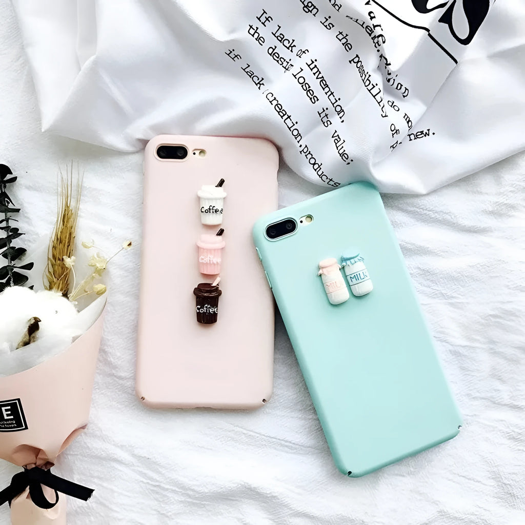 Close-up of a soft silicone iPhone case with a 3D cartoon cat design.