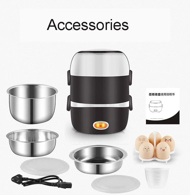 USB-powered electric lunch box food warmer with 2L or 1L capacity options