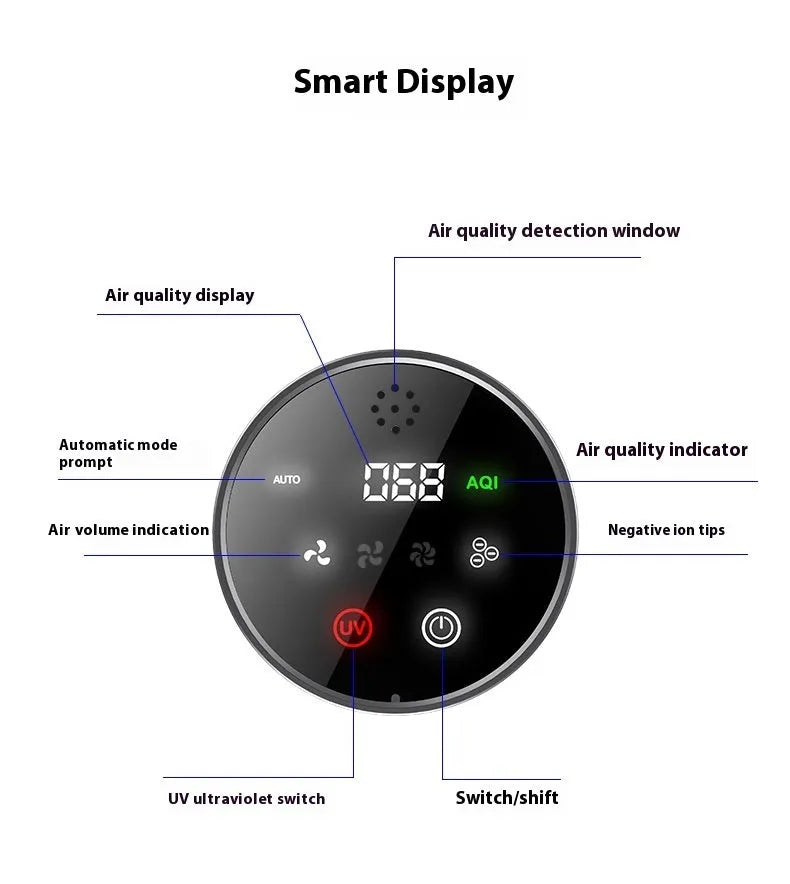 Black car air purifier with USB cable for vehicle cabin formaldehyde removal and negative ion generation