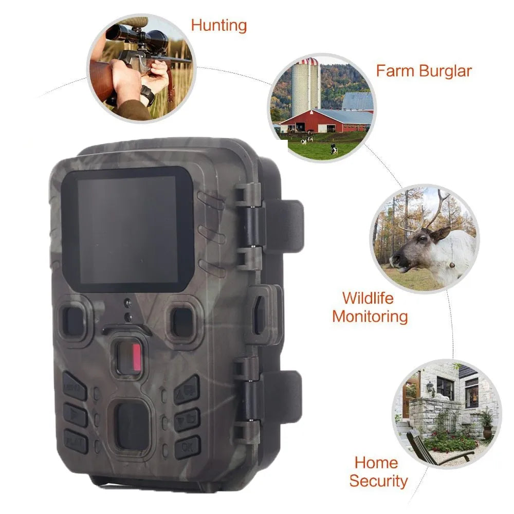 Black plastic infrared night vision monitor with 12MP sensor and TF card slot