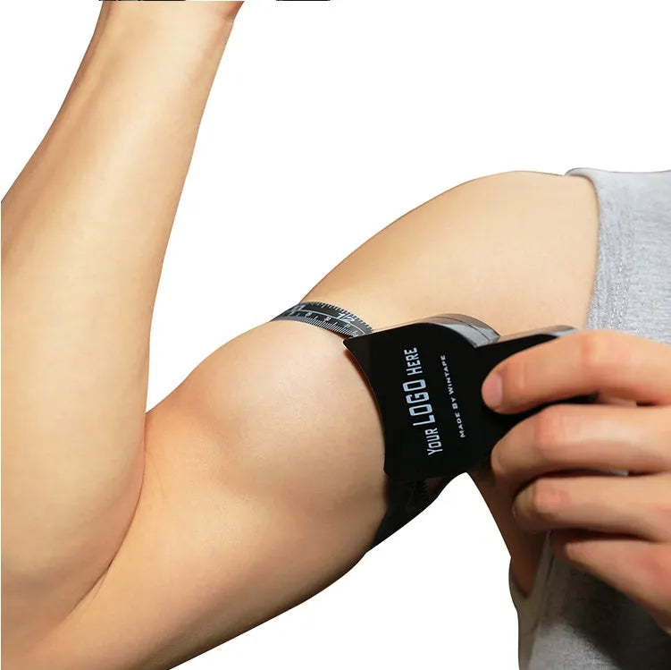 Black body fat measuring instrument with skin fold caliper and measurement tape