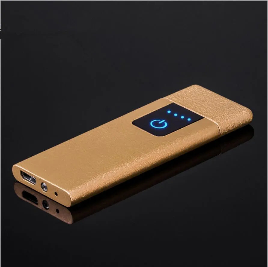 Ultra-thin USB rechargeable lighter with electric tungsten wire ignition in black finish
