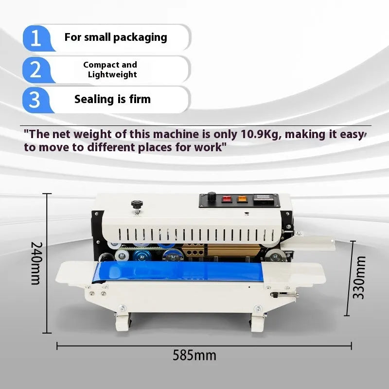 Small portable steel hand-operated sealing machine with a date print mechanism