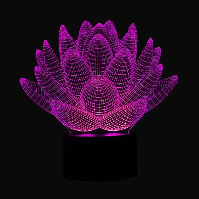 Modern lotus-shaped acrylic LED night light with touch control and 7 colour options.