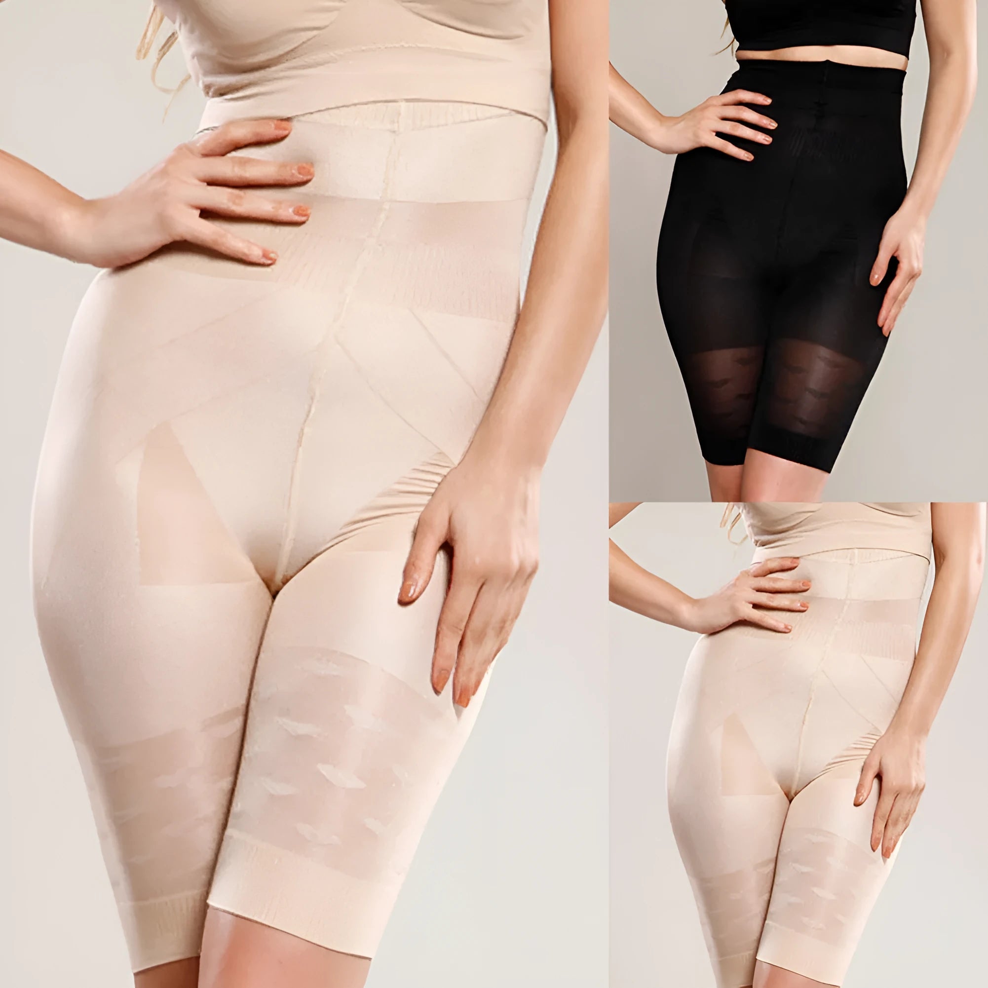 Women's seamless high waist shapewear shorts in black and nude colours