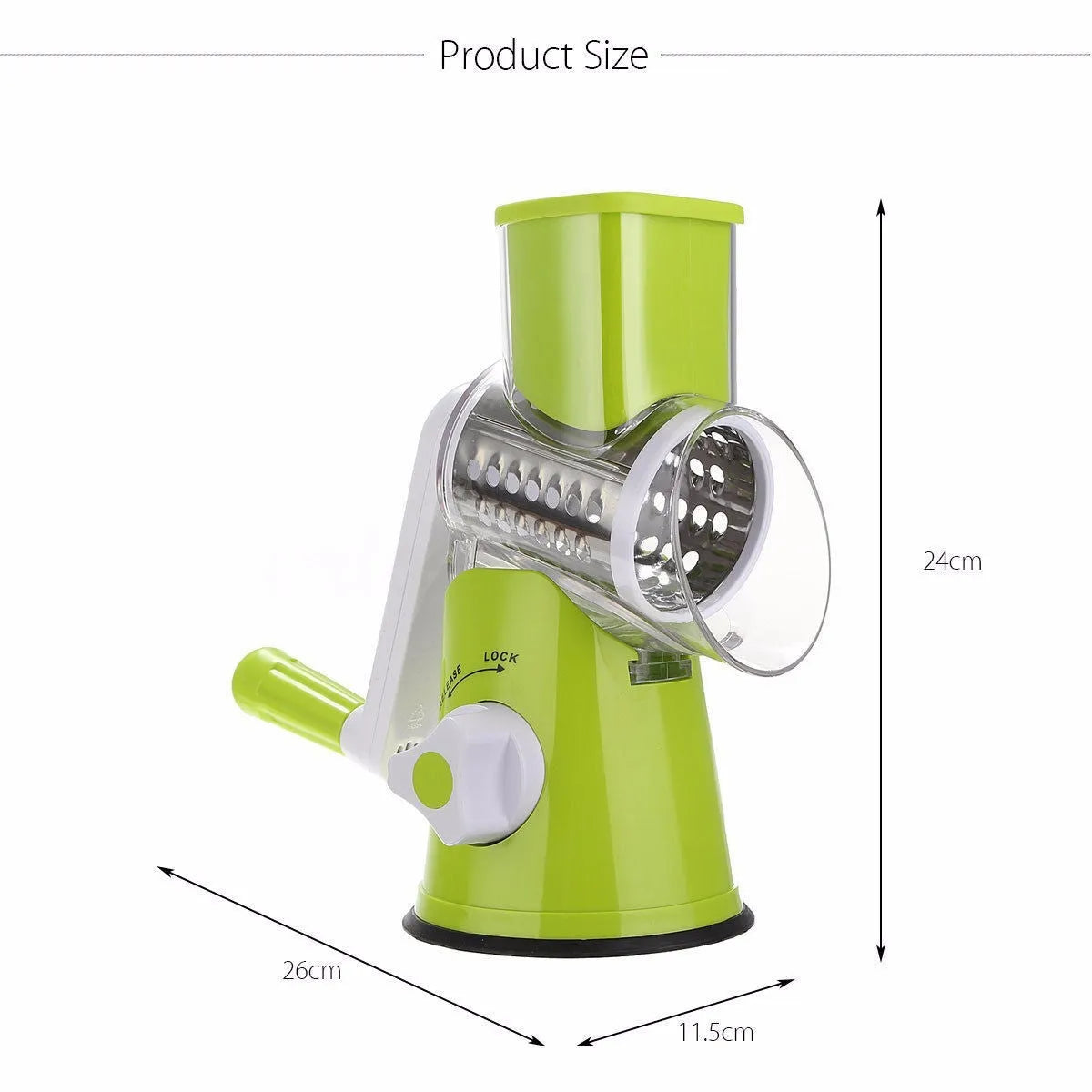 Mandoline slicer vegetable cutter with three stainless steel blades and suction base