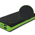 20000mAh portable power bank in multiple colours with compact dimensions for phone and tablet charging.