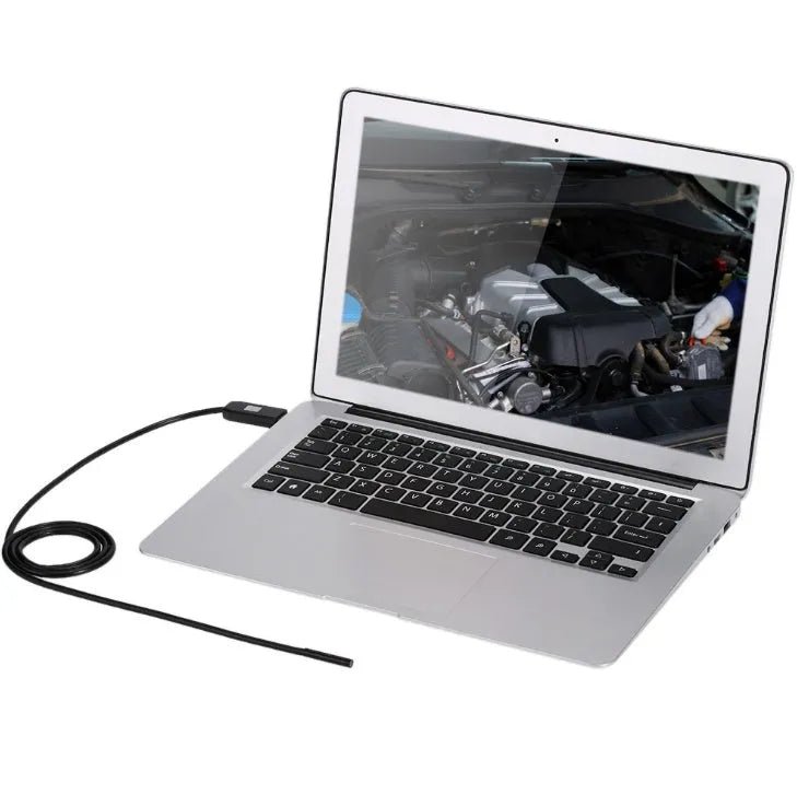 OWSOO USB endoscope with 7mm camera, 5m cable, hook, magnet, and side mirror for phone and PC inspections