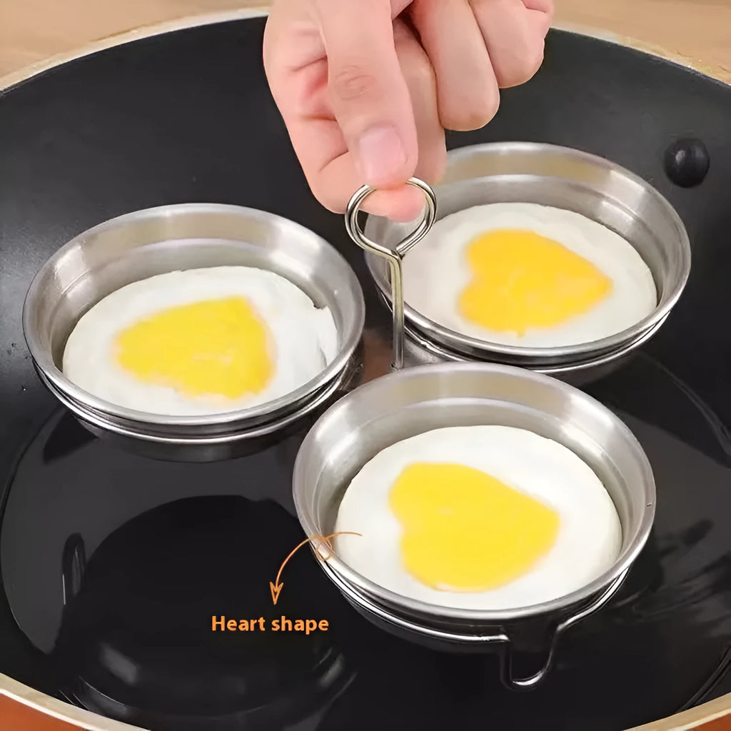 Stainless steel heart-shaped and round mini egg steamer for stovetop use