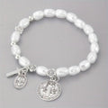 Silver electroplated metal beaded flower bracelet for women, retro style.