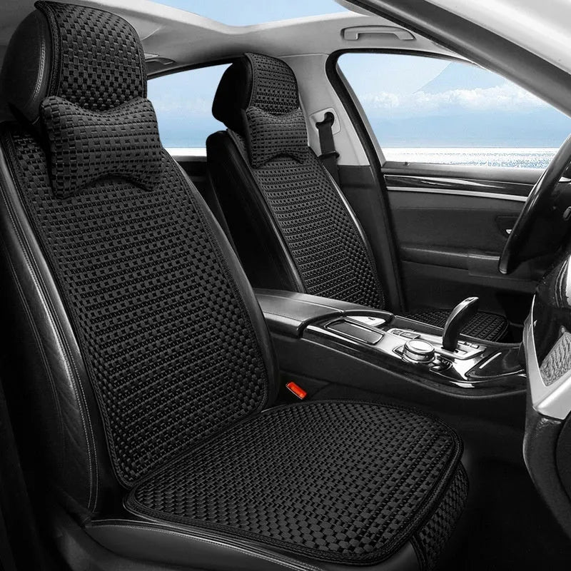 Summer minimalist ice silk car seat cushion in warm cream colour for universal vehicle fit