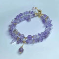 Close-up of a double-row natural ametrine gravel bracelet in D178 colour on a wrist.