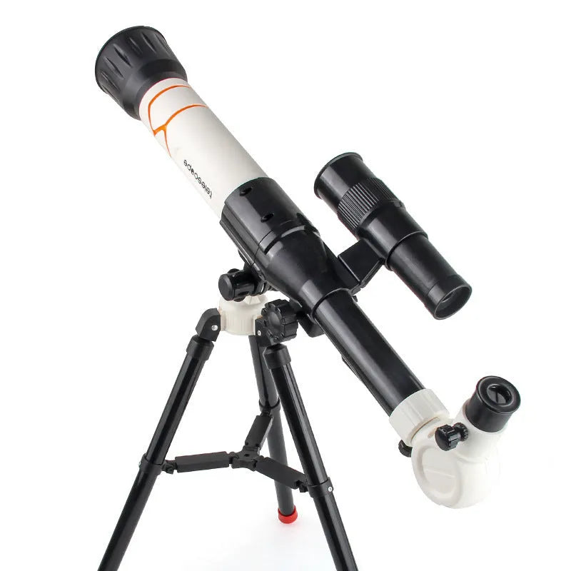 White plastic 150X monocular astronomical telescope on adjustable tripod
