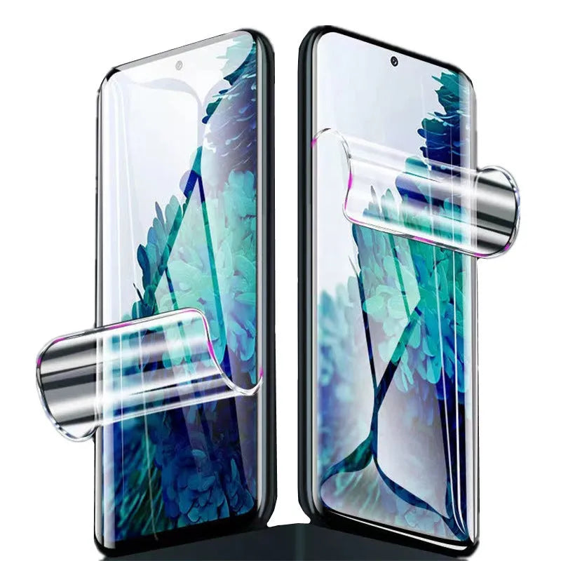 Liquid Nano TPU screen protector for Samsung Galaxy phones showing HD, frosted, and blue light variants