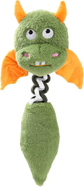 44cm long plush dog toy with squeaker and rope knot in rabbit fleece fabric