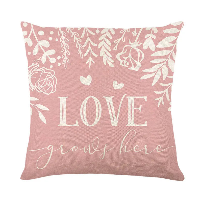 Square plaid heart printed Valentine's Day pillow cover in multiple colour options measuring 45x45cm