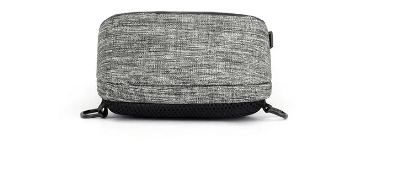 Dark blue Oxford cloth waterproof chest bag with zipper and adjustable strap, showing internal mobile phone pouch.