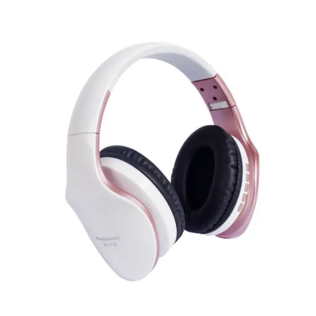 HobbyLane Bluetooth headset in black, red, or white colours showing over-ear design and included auxiliary cable.