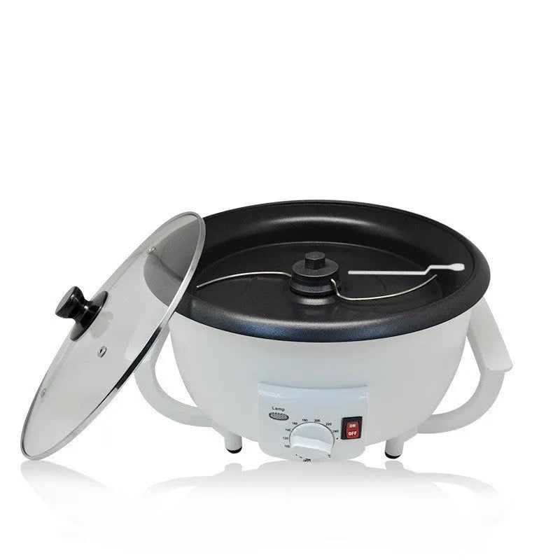 White coffee bean roasting machine with 750g capacity and 1200W power rating