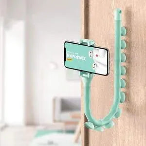 Flexible black rubber lazy bracket phone holder extended to 62cm with suction cup base