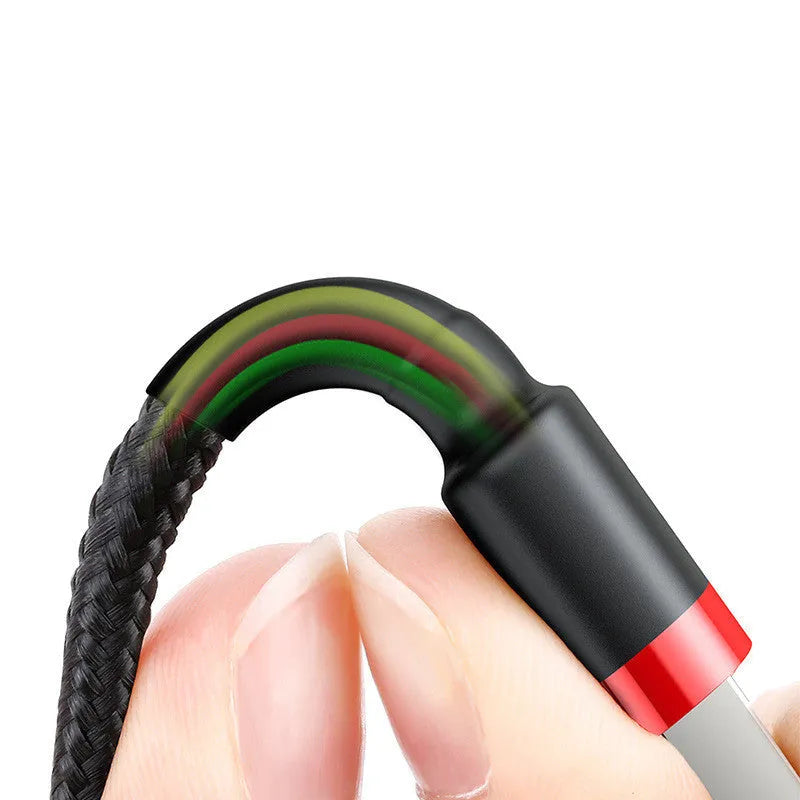 Gold and black Apple Lightning fast charging cable, 1 metre long, compatible with iPhone.