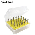 Alloy diamond grinding head set with elliptical cone shape and 3mm shank
