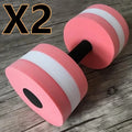 Water sports aerobics dumbbells in blue, pink, and green EVA foam, each 27 cm long