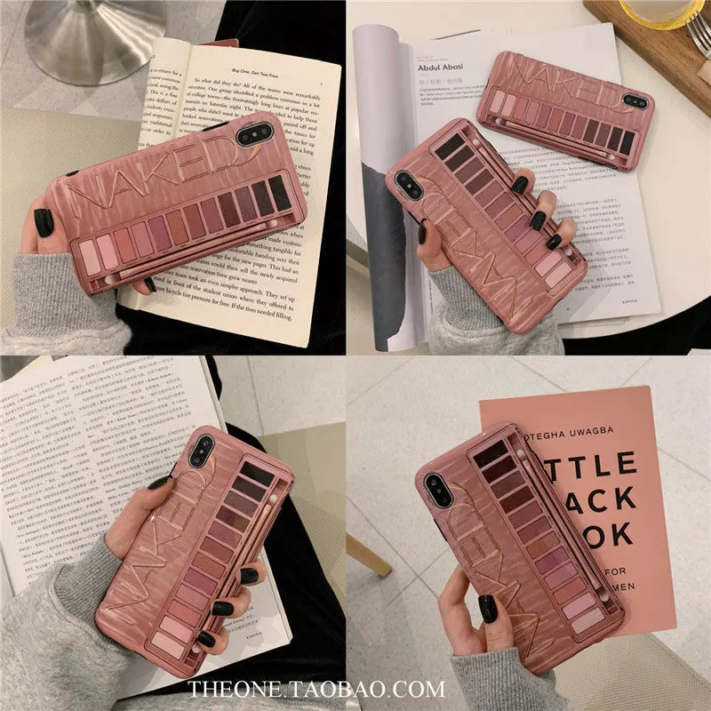 Silicone iPhone case with an eye shadow design in Flesh colour.