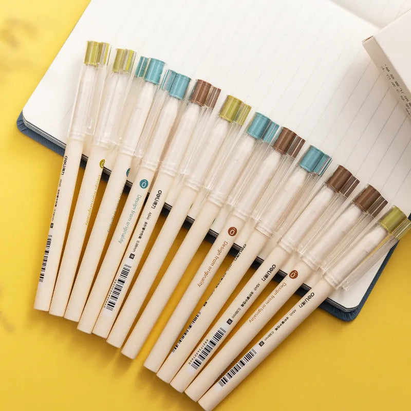 Box of 12 Deli A540 black gel pens with 0.38mm fine needle tube points