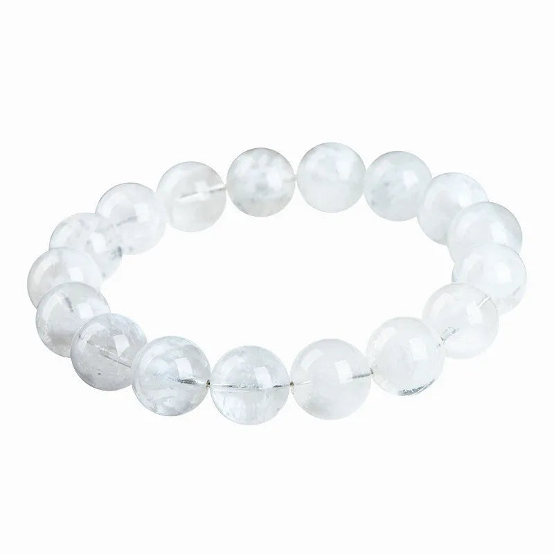 Natural blizzard snowflake crystal bracelet with round geometric beads and traditional Chinese elements