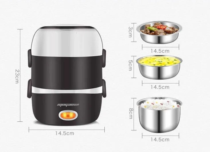 White rice cooker appliance with 2L capacity measurement indicators