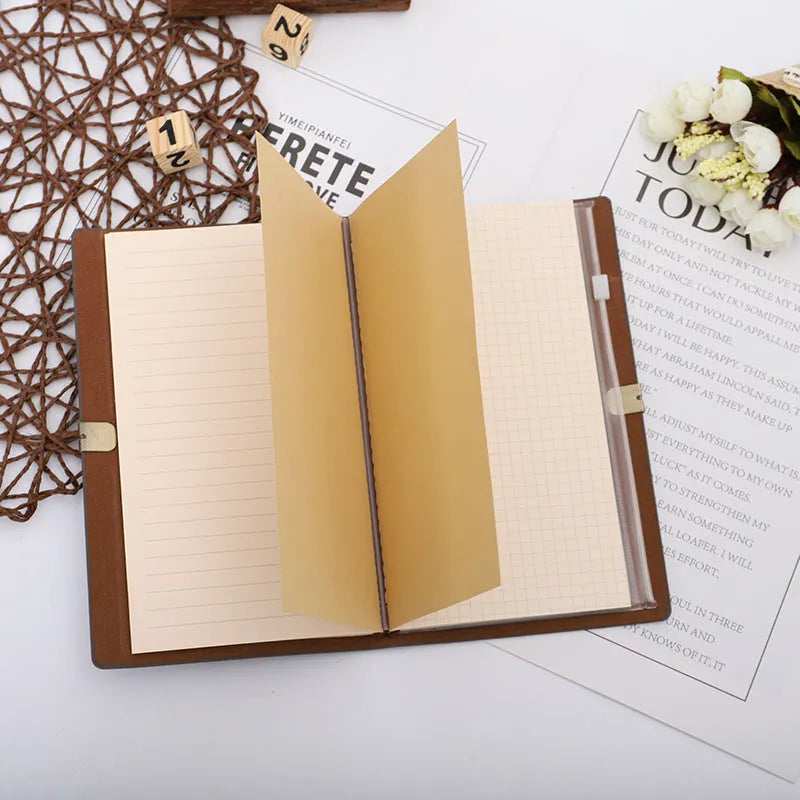 A6 notebook diary with imitation leather cover and cowhide rope binding in grey, pink or red colours