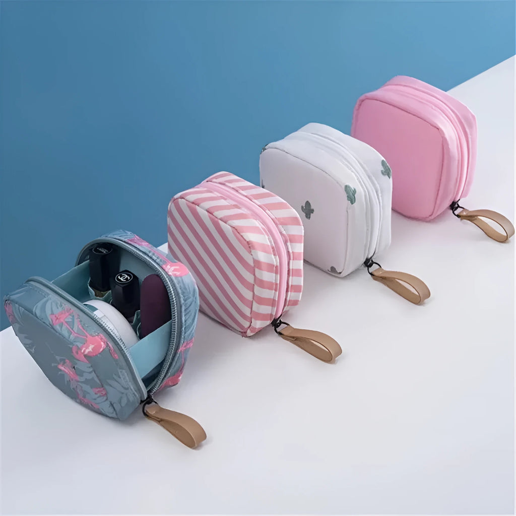 Cloth cube makeup storage bag in blue, pink, white, or white pink plain colours